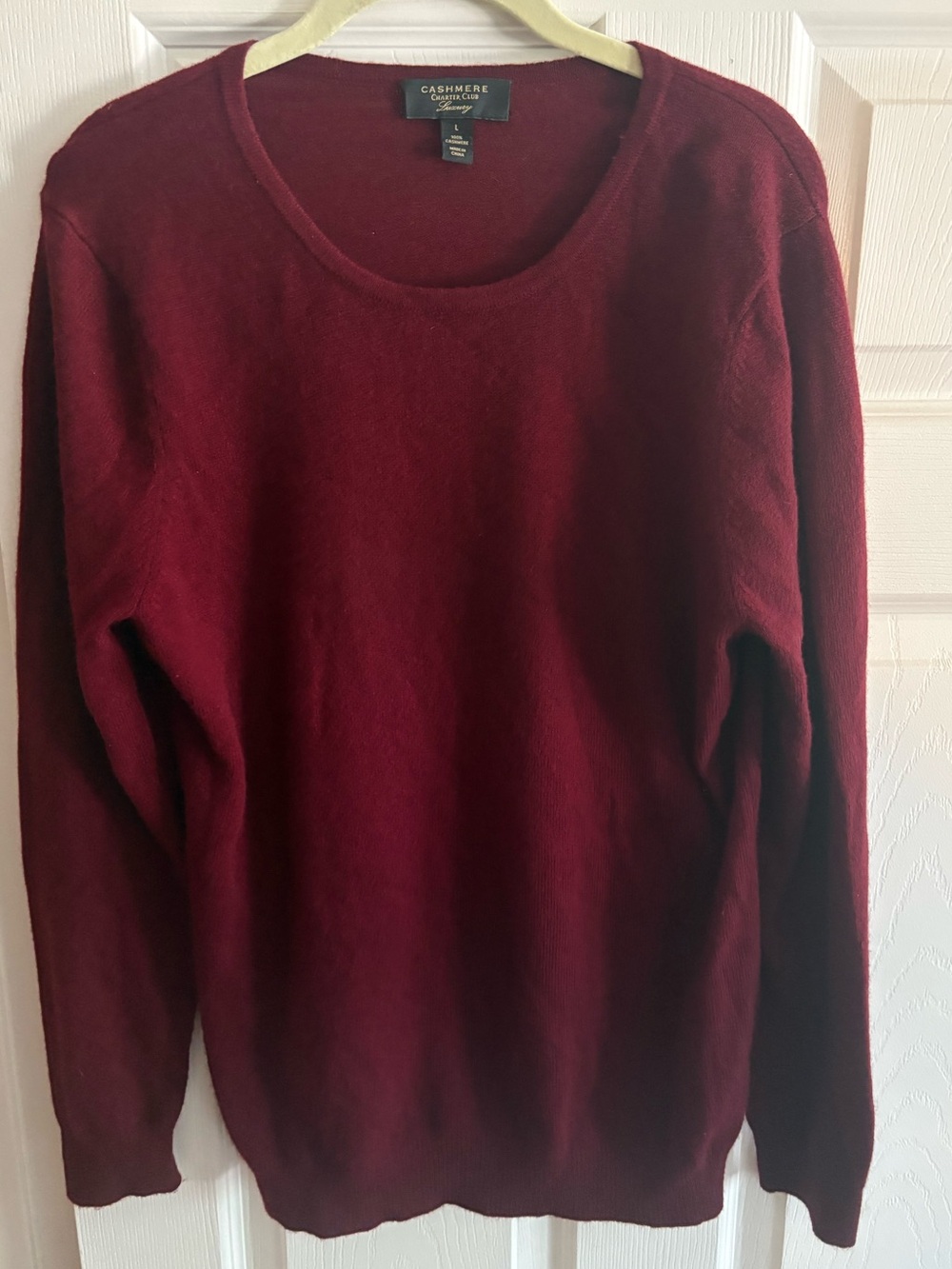 Charter Club 100% cashmere pullover crewneck sweater burgundy red women's L
